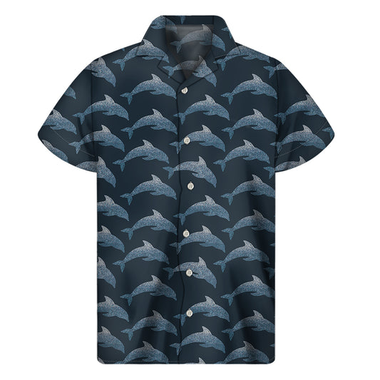 Dolphin Dot Pattern Print Men's Short Sleeve Shirt