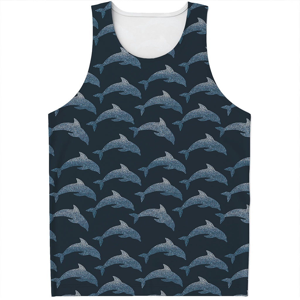 Dolphin Dot Pattern Print Men's Tank Top