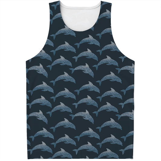 Dolphin Dot Pattern Print Men's Tank Top