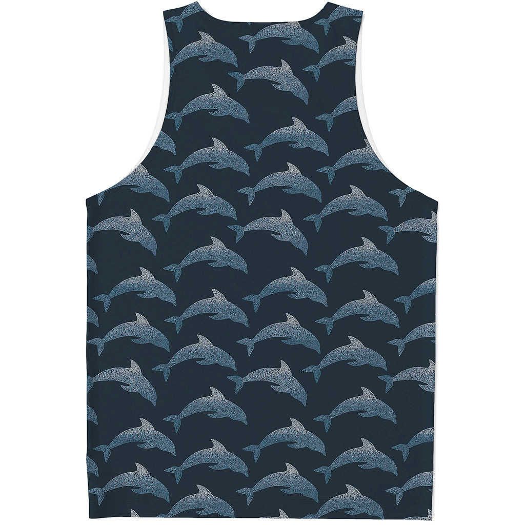 Dolphin Dot Pattern Print Men's Tank Top