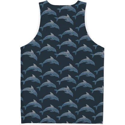 Dolphin Dot Pattern Print Men's Tank Top