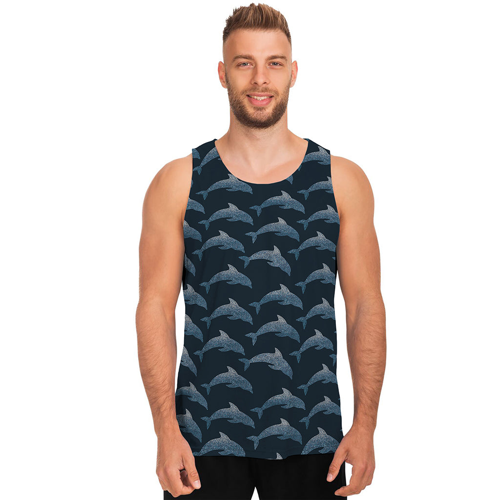 Dolphin Dot Pattern Print Men's Tank Top