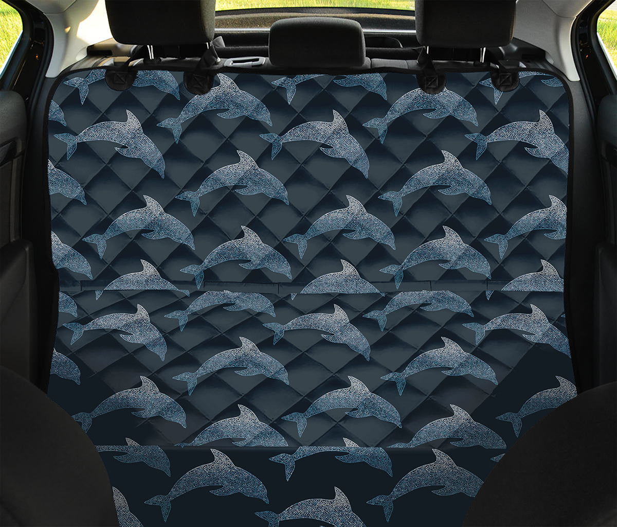 Dolphin Dot Pattern Print Pet Car Back Seat Cover