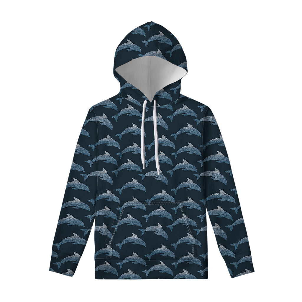 Dolphin Dot Pattern Print Pullover Hoodie