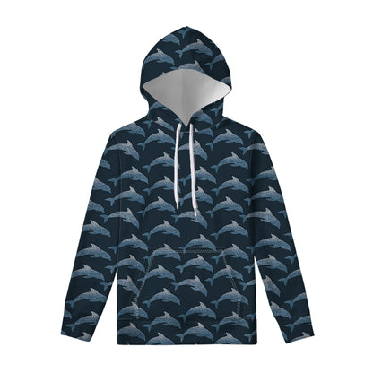 Dolphin Dot Pattern Print Pullover Hoodie