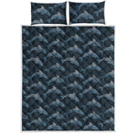 Dolphin Dot Pattern Print Quilt Bed Set