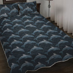 Dolphin Dot Pattern Print Quilt Bed Set