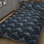 Dolphin Dot Pattern Print Quilt Bed Set