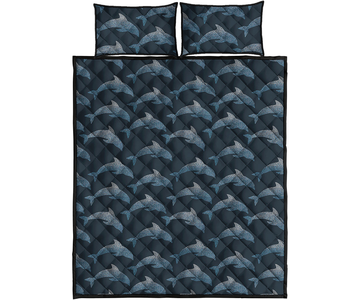 Dolphin Dot Pattern Print Quilt Bed Set