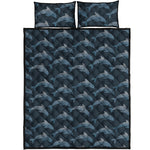 Dolphin Dot Pattern Print Quilt Bed Set