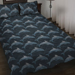 Dolphin Dot Pattern Print Quilt Bed Set