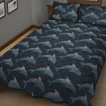 Dolphin Dot Pattern Print Quilt Bed Set