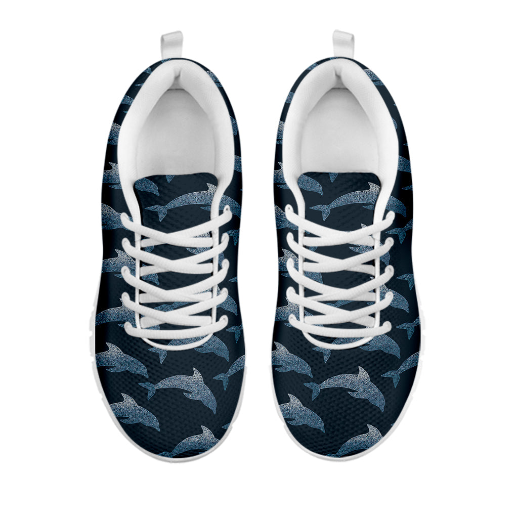 Dolphin Dot Pattern Print White Sneakers
