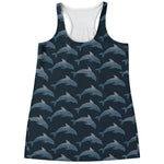 Dolphin Dot Pattern Print Women's Racerback Tank Top