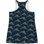 Dolphin Dot Pattern Print Women's Racerback Tank Top
