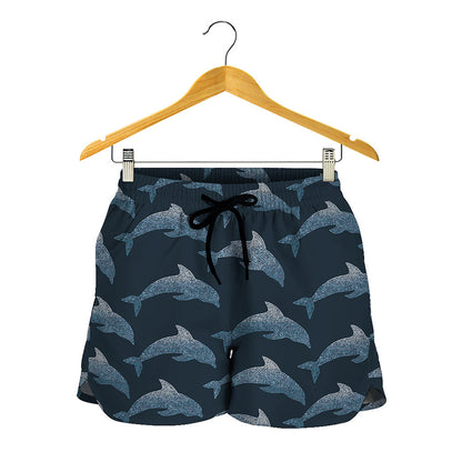 Dolphin Dot Pattern Print Women's Shorts