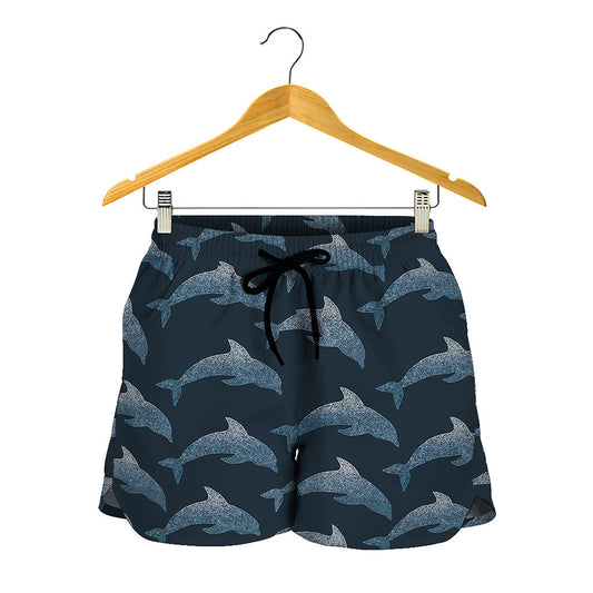 Dolphin Dot Pattern Print Women's Shorts