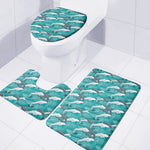Dolphin Riding Waves Pattern Print 3 Piece Bath Mat Set