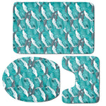 Dolphin Riding Waves Pattern Print 3 Piece Bath Mat Set
