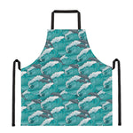 Dolphin Riding Waves Pattern Print Apron