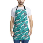 Dolphin Riding Waves Pattern Print Apron