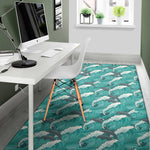 Dolphin Riding Waves Pattern Print Area Rug