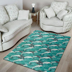 Dolphin Riding Waves Pattern Print Area Rug