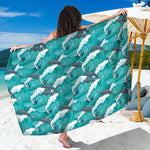 Dolphin Riding Waves Pattern Print Beach Sarong Wrap