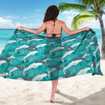 Dolphin Riding Waves Pattern Print Beach Sarong Wrap