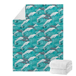 Dolphin Riding Waves Pattern Print Blanket