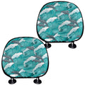 Dolphin Riding Waves Pattern Print Car Headrest Covers