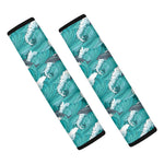 Dolphin Riding Waves Pattern Print Car Seat Belt Covers