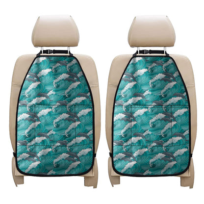 Dolphin Riding Waves Pattern Print Car Seat Organizers