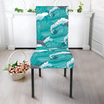 Dolphin Riding Waves Pattern Print Dining Chair Slipcover