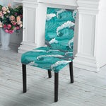 Dolphin Riding Waves Pattern Print Dining Chair Slipcover