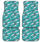 Dolphin Riding Waves Pattern Print Front and Back Car Floor Mats