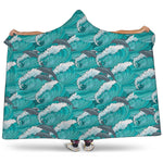 Dolphin Riding Waves Pattern Print Hooded Blanket
