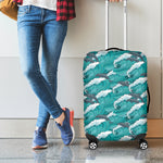 Dolphin Riding Waves Pattern Print Luggage Cover