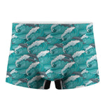 Dolphin Riding Waves Pattern Print Men's Boxer Briefs