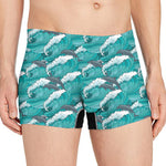 Dolphin Riding Waves Pattern Print Men's Boxer Briefs