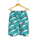 Dolphin Riding Waves Pattern Print Men's Shorts
