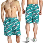 Dolphin Riding Waves Pattern Print Men's Shorts