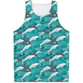 Dolphin Riding Waves Pattern Print Men's Tank Top