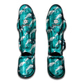 Dolphin Riding Waves Pattern Print Muay Thai Shin Guards