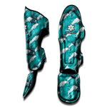Dolphin Riding Waves Pattern Print Muay Thai Shin Guard