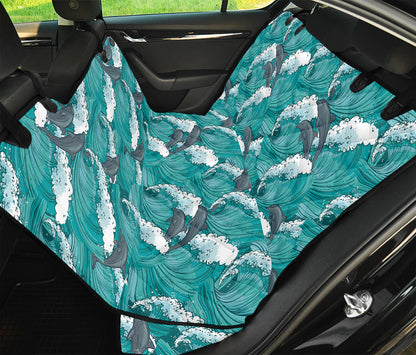 Dolphin Riding Waves Pattern Print Pet Car Back Seat Cover