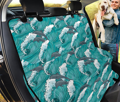 Dolphin Riding Waves Pattern Print Pet Car Back Seat Cover