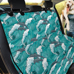 Dolphin Riding Waves Pattern Print Pet Car Back Seat Cover