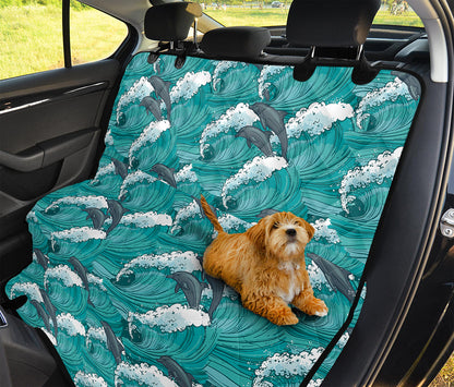 Dolphin Riding Waves Pattern Print Pet Car Back Seat Cover