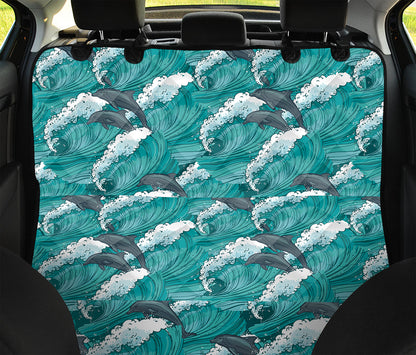 Dolphin Riding Waves Pattern Print Pet Car Back Seat Cover